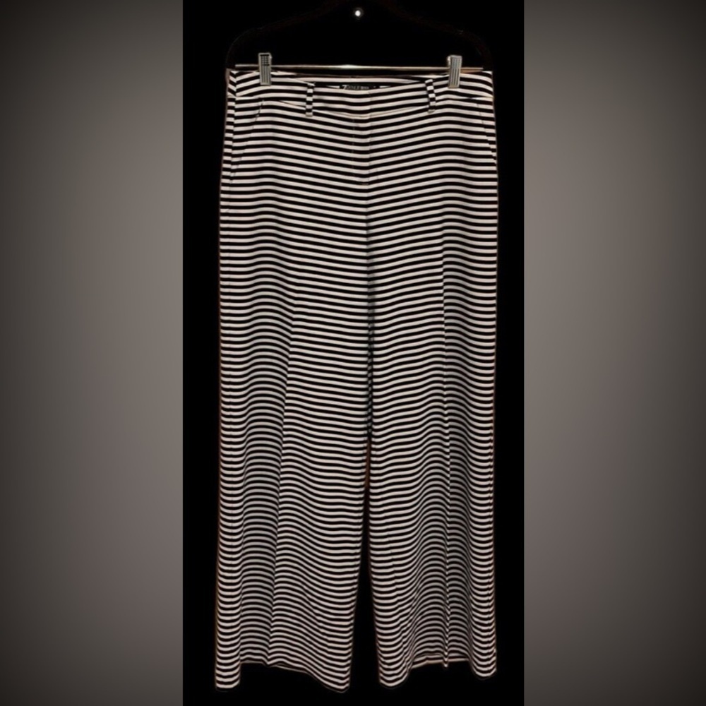 7TH AVE STRIPED WIDE LEG PANTS. GREY/BLACK 20. WRINKLE RESISTANT, POLISHED LOOK - Picture 1 of 11
